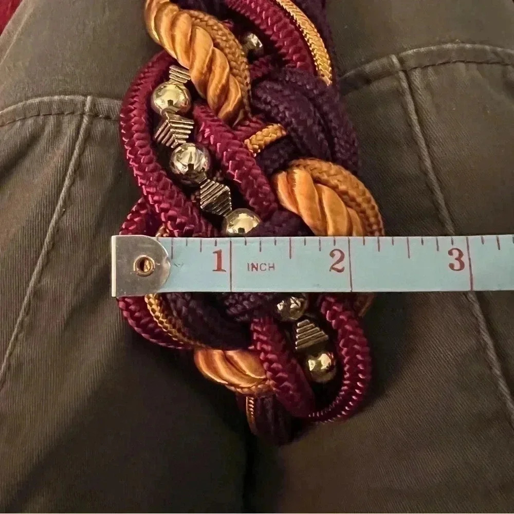 Twisted Braided Beaded Vintage Rope Belt Size Small NWT Gold Purple Burgundy - Picture 10 of 13
